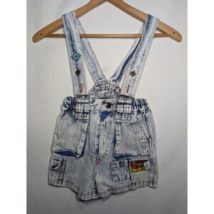 Certified Kid Acid Wash Vintage Shortalls Overalls Dungarees Sz 6 90s Y2K Unisex